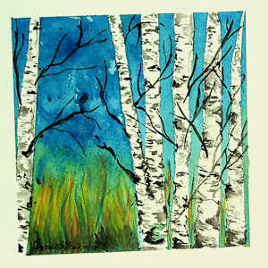 Sold Birches at Dusk by Lynn Cote, Image 1.