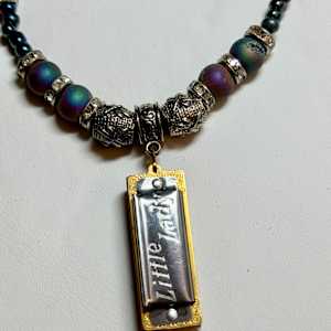 Dizzy stone Little Lady playable Harmonica Necklace by Nedra Russ, Image 1.