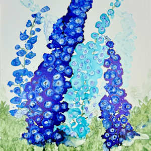 Field of Delphiniums by Barbara Liss