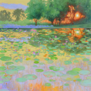 Lily Pond in Gold by Natalie George