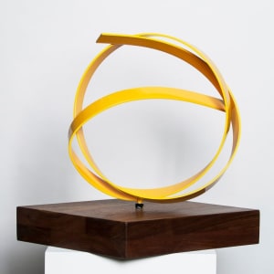 Yellow Knot on Walnut Base by Joe Gitterman