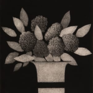 Vase w/leaves and flowers by Robert Kipniss 