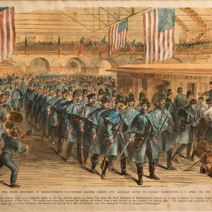 The Sixth Regiment of Massachusetts Volunteers Leaving Jersey City Railroad Depot by Artist Unknown