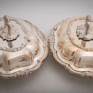 Untitled (Antique English Silver Covered Entree Serving Dishes) by Artist Unknown 