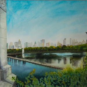 Reservoir with Fountain by Barbara Stork