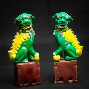 Untitled (Antique Chinese Sancai Foo Dogs) by Artist Unknown 