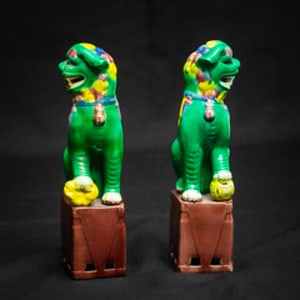 Untitled (Antique Chinese Sancai Foo Dogs) by Artist Unknown 