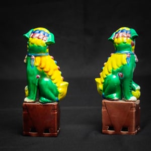 Untitled (Antique Chinese Sancai Foo Dogs) by Artist Unknown 