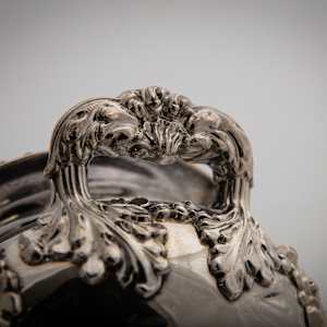 Untitled (Antique Oval Footed English Lidded Silver Sauce Bowl) by Artist Unknown, Image 1.