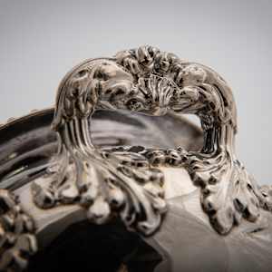 Untitled (Antique Oval Footed English Lidded Silver Sauce Bowl) by Artist Unknown, Image 2.