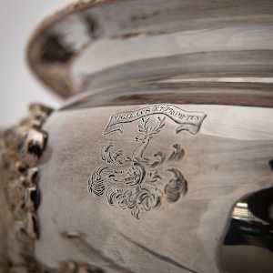 Untitled (Antique Oval Footed English Lidded Silver Sauce Bowl) by Artist Unknown, Image 4.