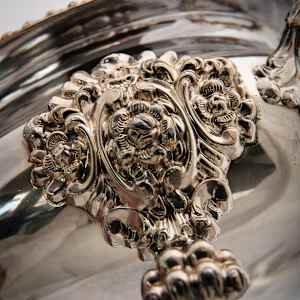 Untitled (Antique Oval Footed English Lidded Silver Sauce Bowl) by Artist Unknown, Image 5.