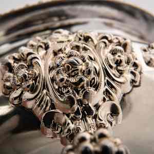 Untitled (Antique Oval Footed English Lidded Silver Sauce Bowl) by Artist Unknown, Image 8.