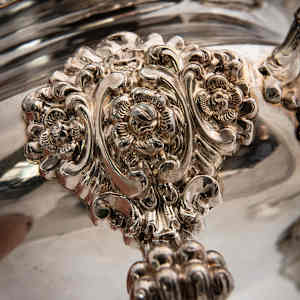 Untitled (Antique Oval Footed English Lidded Silver Sauce Bowl) by Artist Unknown, Image 9.