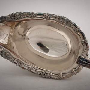 Untitled (Antique English Silver sauce Boat w/a Matching Tray) by Artist Unknown 