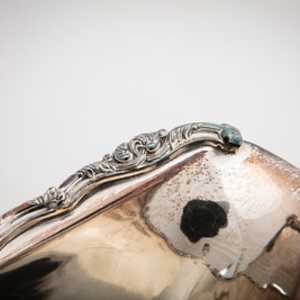 Untitled (Antique English Silver sauce Boat w/a Matching Tray) by Artist Unknown 