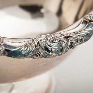 Untitled (Antique English Silver sauce Boat w/a Matching Tray) by Artist Unknown 