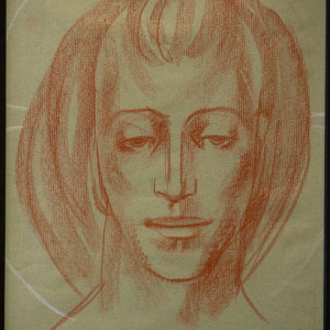 Untitled (Head of Christ with White Halo) by Constance Mary Rowe also known as Sister Mary of the  Compassion, O.P. 