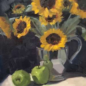 Sunflowers and Green Apples by Kimberly Scott, Image 1.