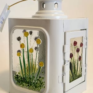 Lantern, Small with Murrini Flowers, White