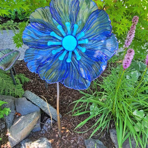 Garden Flower-Sky Blue Irid with Blue Streaky Stamens and Dichroic Center 