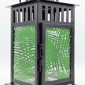 Lantern with Green Fern Leaf Panels by Kathy Kollenburn