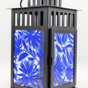 Lantern with Blue Floral Panels by Kathy Kollenburn