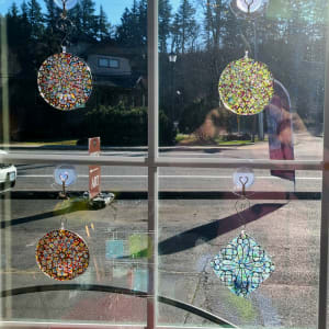 "Stained Glass" Suncatcher with Hanger (assorted colors and patterns) by Kathy Kollenburn 