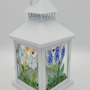 Lantern with Floral Panels, White by Kathy Kollenburn 