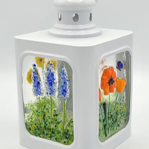 Lantern-Small, White with Botanical Panels by Kathy Kollenburn 