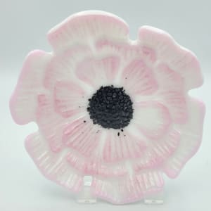 Poppy Dish-Small in White with Pink Tinged Edges by Kathy Kollenburn 