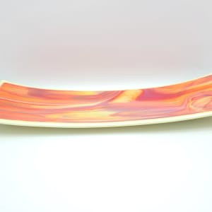 Long Rectangular Plate-Red/Orange Streaky by Kathy Kollenburn 