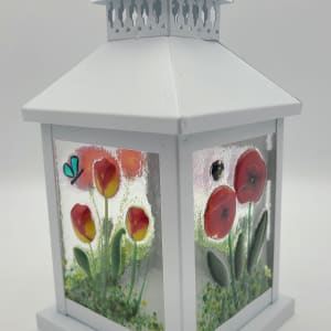 Lantern with Floral Panels, White by Kathy Kollenburn 