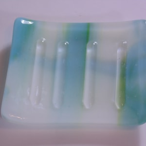 Soap dish-Turquoise, white, green by Kathy Kollenburn