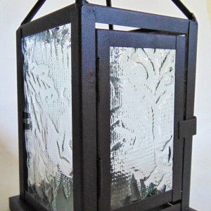 Lantern with impressed leaf panels by Kathy Kollenburn