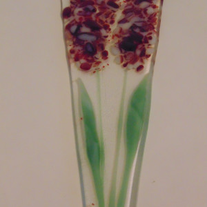 Plant stake-twin red/white flowers by Kathy Kollenburn