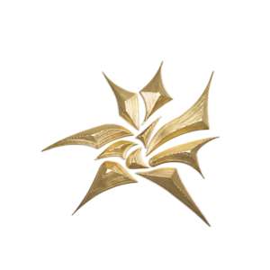 Aetherium by Jennifer Haley  Image: A study in balance and refinement, Aetherium merges metallic tones and geometric precision to create a commanding yet serene focal point for modern interiors.  Jennifer Haley 