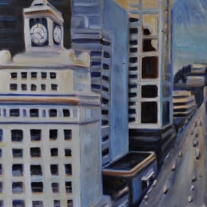 White and Blue Buildings by Artist: Sandra Mucha