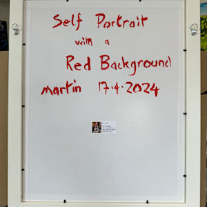 Self Portrait with a Red Background by Martin Briggs 