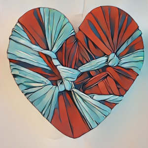 "Red & Aqua Heart" by Juju Bartush 