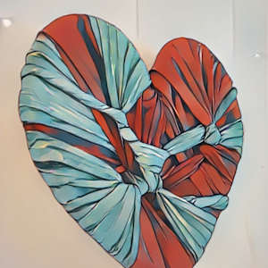 "Red & Aqua Heart" by Juju Bartush 
