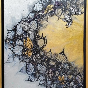 Butterfly Shadows, black and Gold by Juju Bartush artbyjuju by Juju Bartush