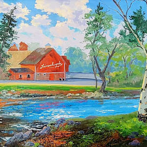 "Leinenkugel's on the Banks of Duncan Creek" Oil 24" x 36" by Schaefer/Miles Fine Art Inc. Kevin D. Miles & Wendy Sue Schaefer-Miles