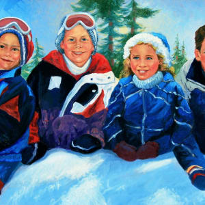 Snow Angels -Commissioned Original Oil Painting by Schaefer/Miles Fine Art Inc. Kevin D. Miles & Wendy Sue Schaefer-Miles
