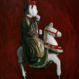 The Water Puppets of Vietnam, Wooden man sitting on a horse, facing East by Yvonne East