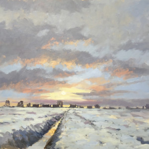 Sunset & Snow, Moulton by Mo Teeuw