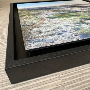 Where Should I Step Next? II by Victoria Johns Art  Image: Showing the edge of the black wood St Ives float style frame.