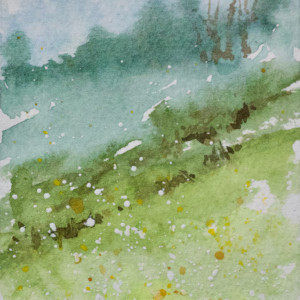 Field Flowers and Early Morning Fog by Linda Eades Blackburn