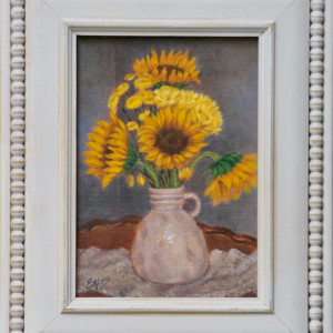 Sunflowers and White Vase by Linda Eades Blackburn 