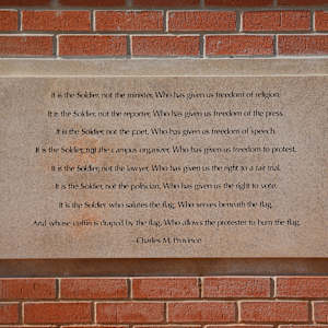 Veterans Memorial Gold Star Pillar  Image: Quote about soldiers (full text available in artwork description).